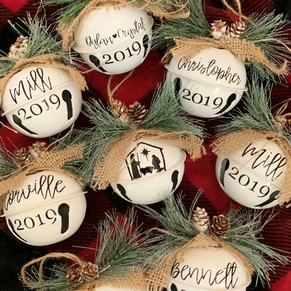 Customized holiday jingle bell ornament